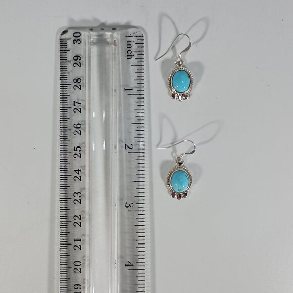 Native America Navajo Sterling Silver Turquoise Dangle Earring's By S. McCarthy - Picture 7 of 7